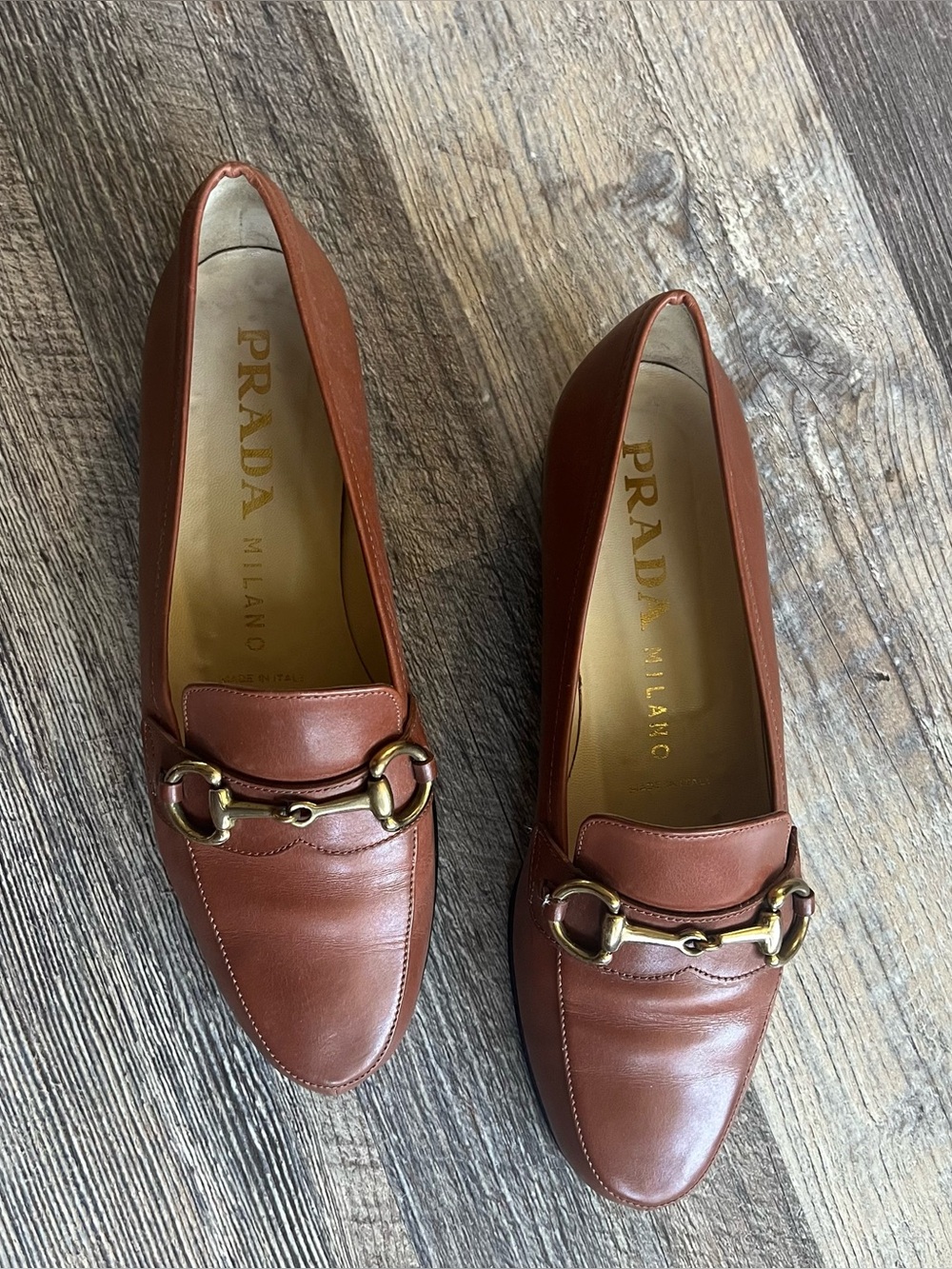 Prada Chestnut Leather Horsebit Loafers for Women Size 6 - Picture 4 of 14